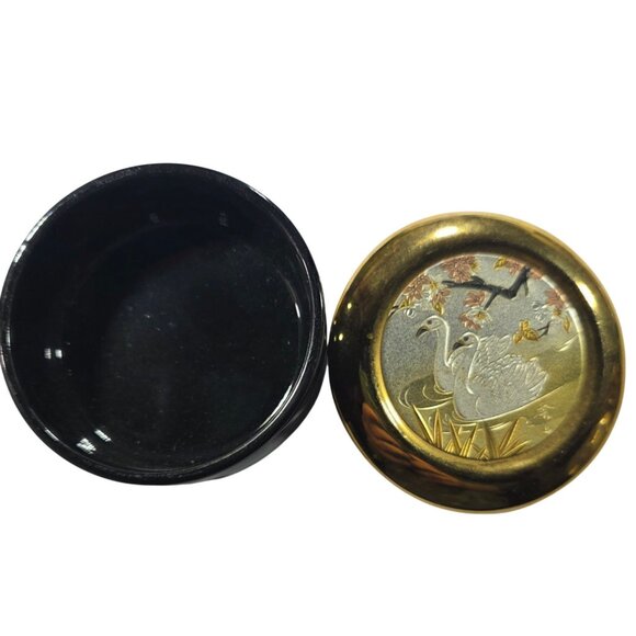 Gold-Edged Chokin Art Decorative Trinket Box Swan Design Made In Japan - Picture 2 of 4